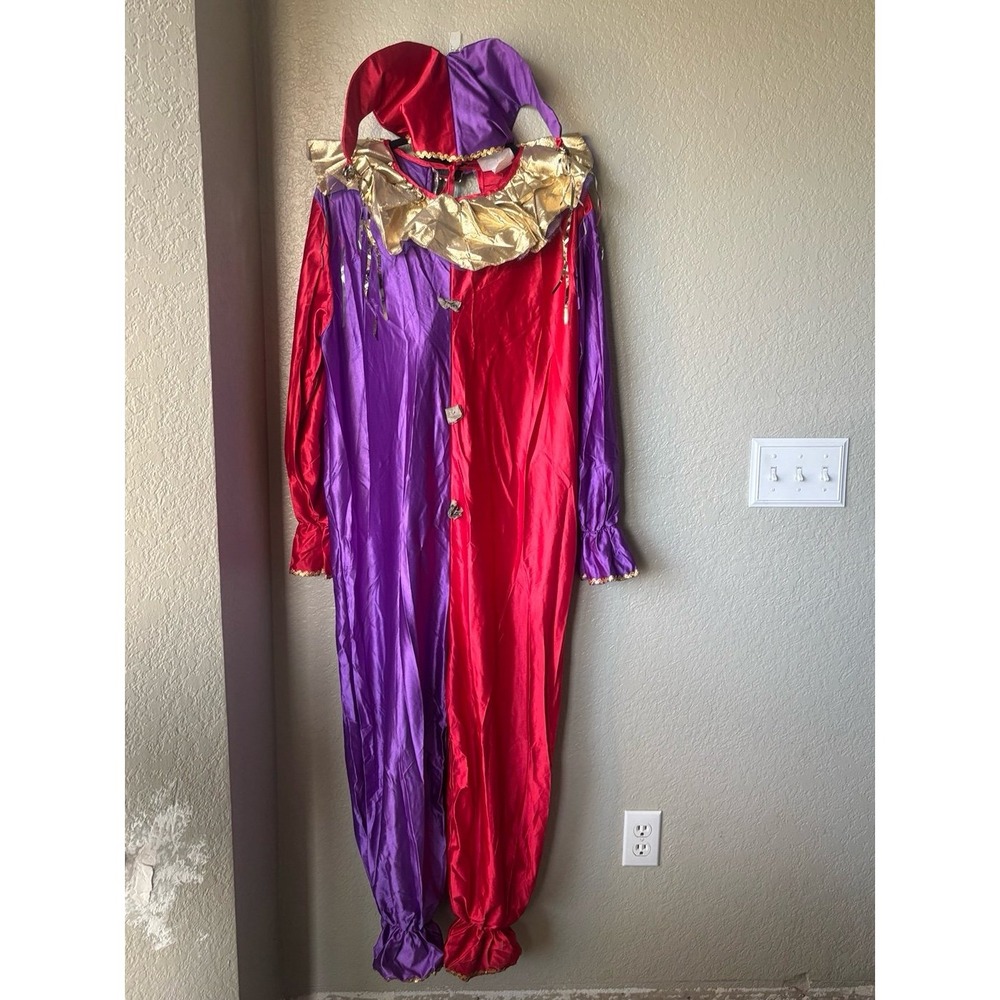 Adult Jester Jumpsuit Costume Medium